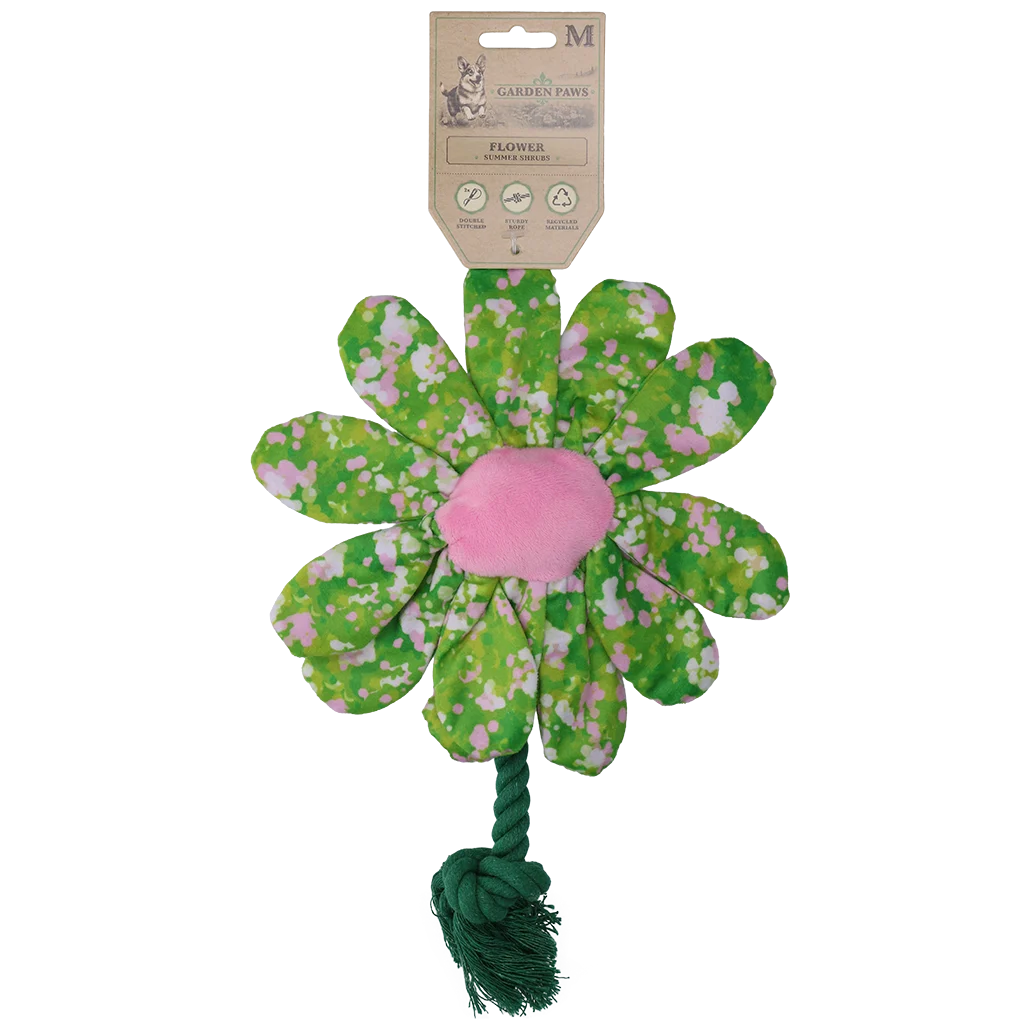 Plyšová hračka pro psy ve tvaru květiny s provazem M – Garden Paws Flower Summer Shrubs M - Obrázek 1