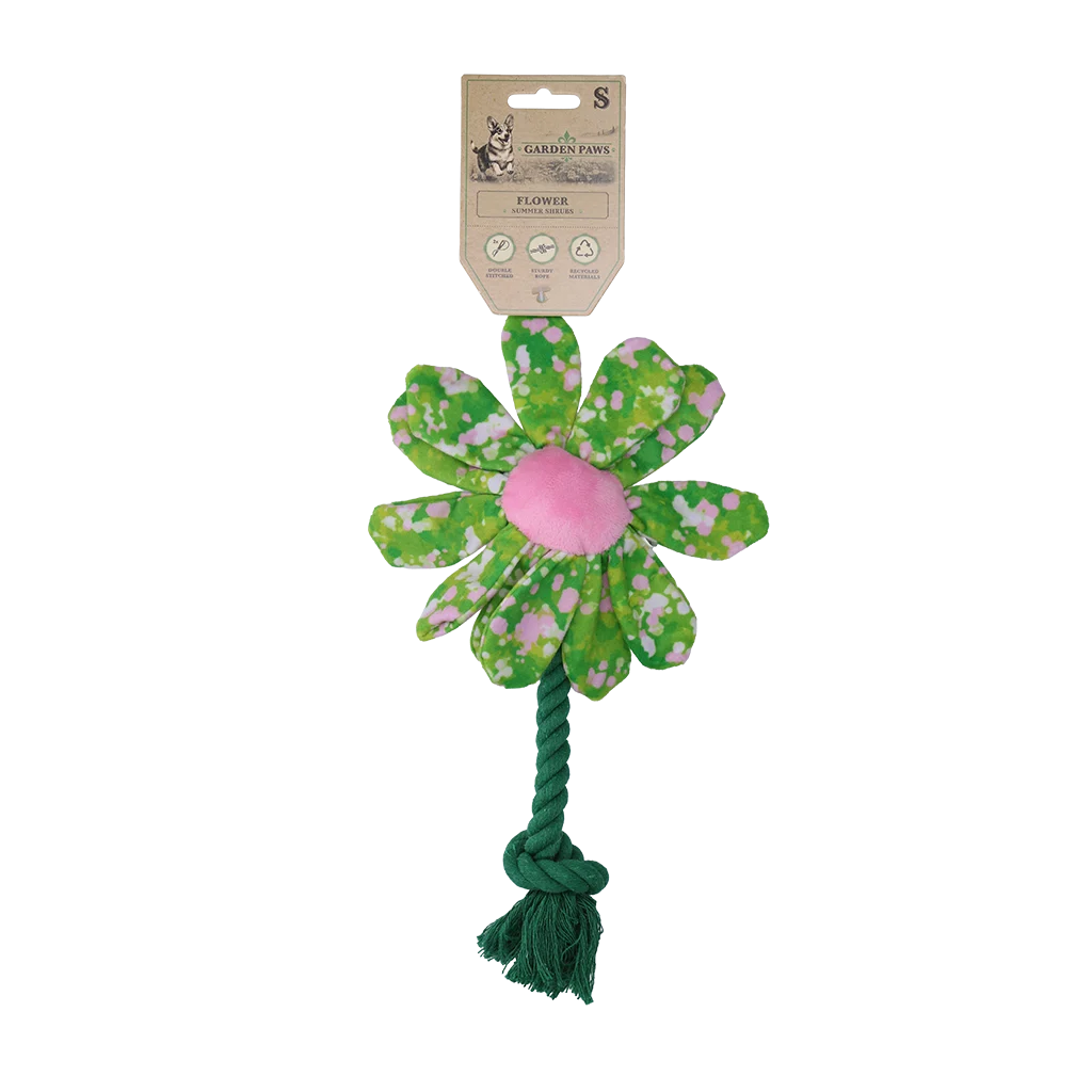 Plyšová hračka pro psy ve tvaru květiny s provazem S – Garden Paws Flower Summer Shrubs S - Obrázek 1