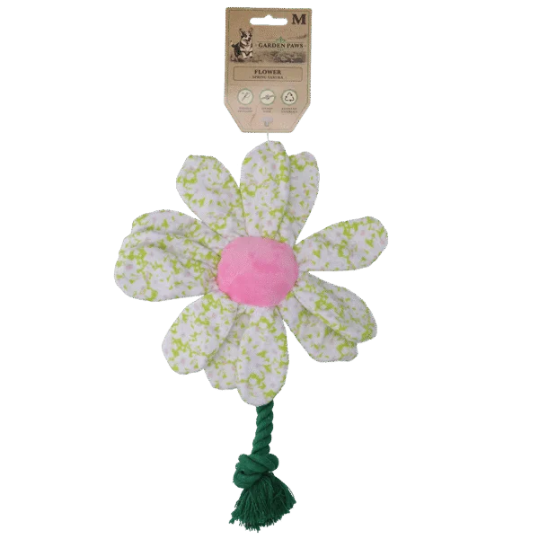 Plyšová hračka pro psy, květina s provazem, M – Garden Paws Flower Spring Sakura