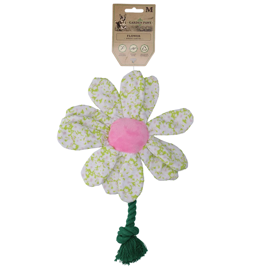 Plyšová hračka pro psy, květina s provazem, M – Garden Paws Flower Spring Sakura - Obrázek 1