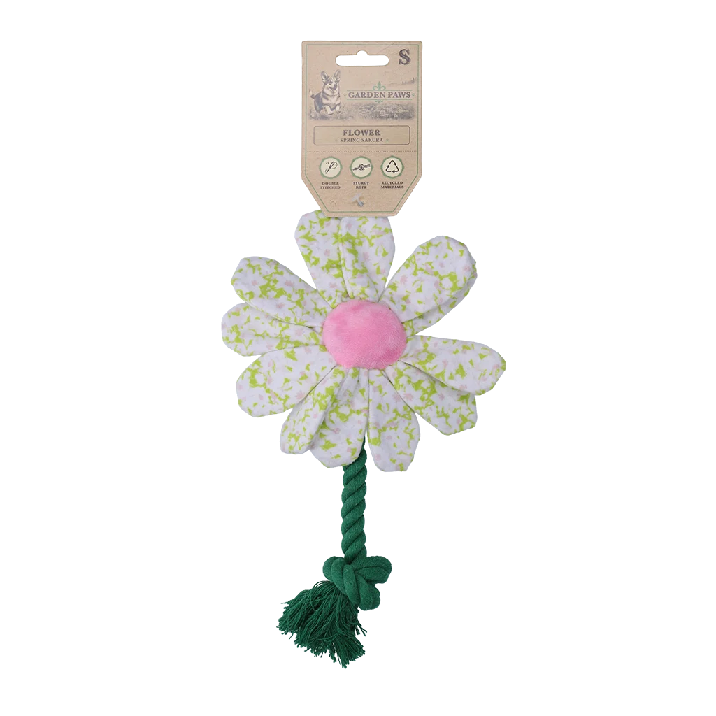 GARD0031S.png Plyšová hračka pro psy Květina s lanem, S – Garden Paws Flower Spring Sakura - Obrázek 1