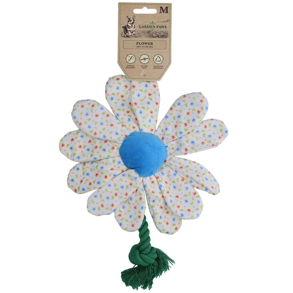 GARD0032M.png Plyšová hračka pro psy ve tvaru květiny s lanem, M – Garden Paws Flower Sky Flowers - Obrázek 1