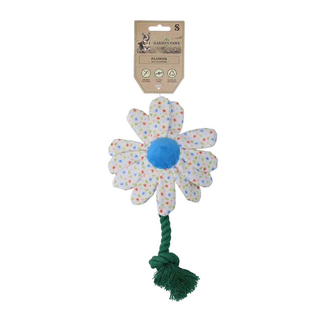 Plyšová hračka pro psy ve tvaru květiny s lanem, S – Garden Paws Flower Sky Flowers - Obrázek 1