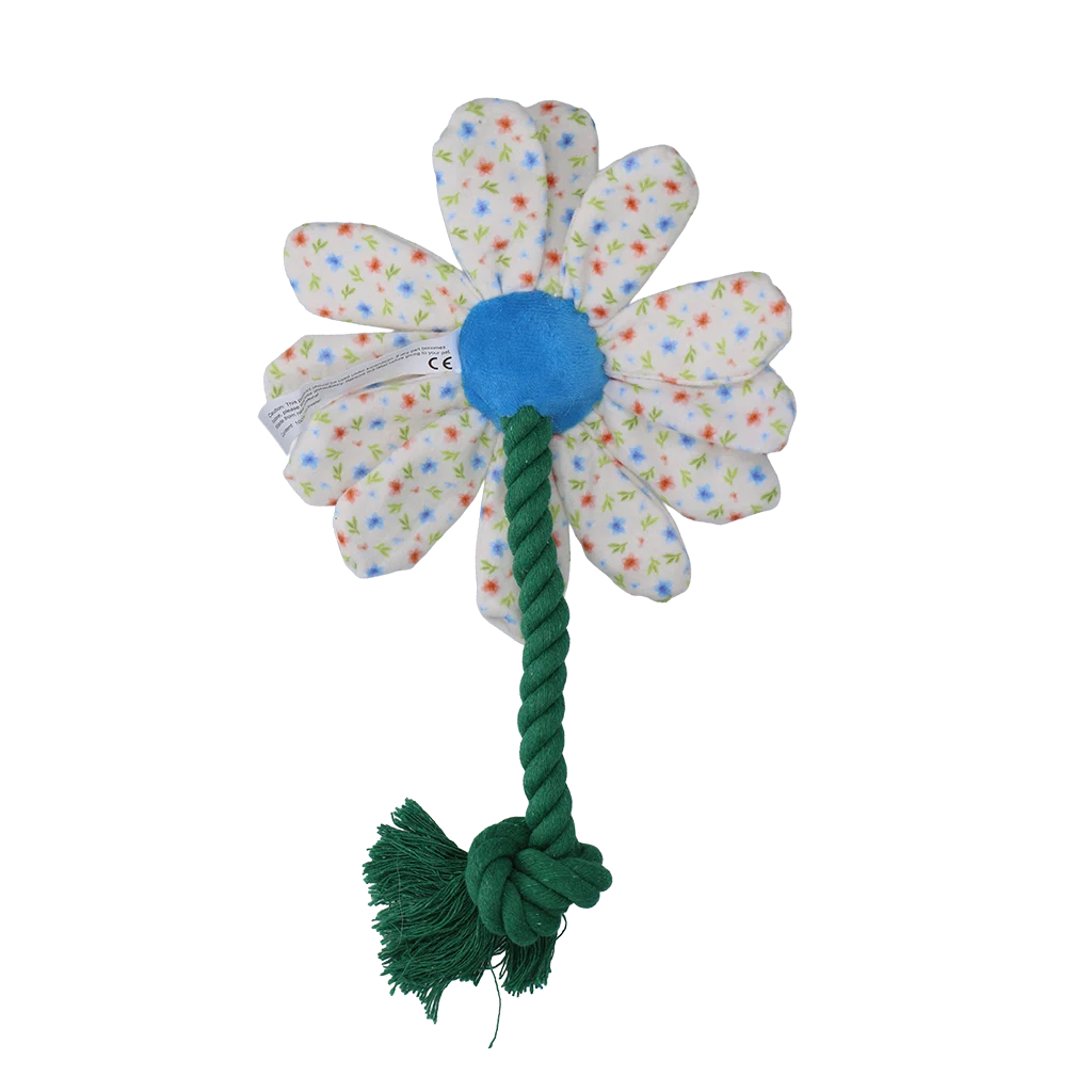 Plyšová hračka pro psy ve tvaru květiny s lanem, S – Garden Paws Flower Sky Flowers - Obrázek 2