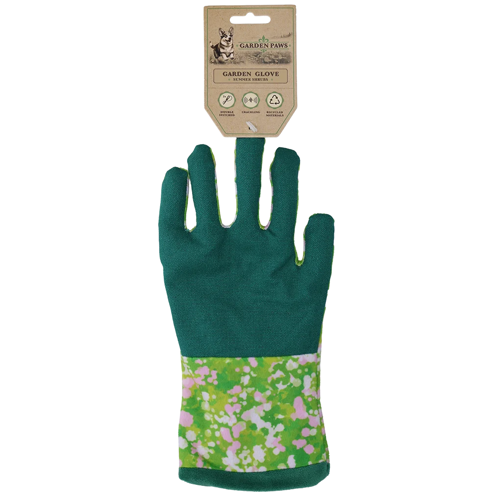 Čichací hračka se šustivým materiálem a prostorem na pamlsky – Garden Paws Garden Glove Summer Shrubs - Obrázek 1