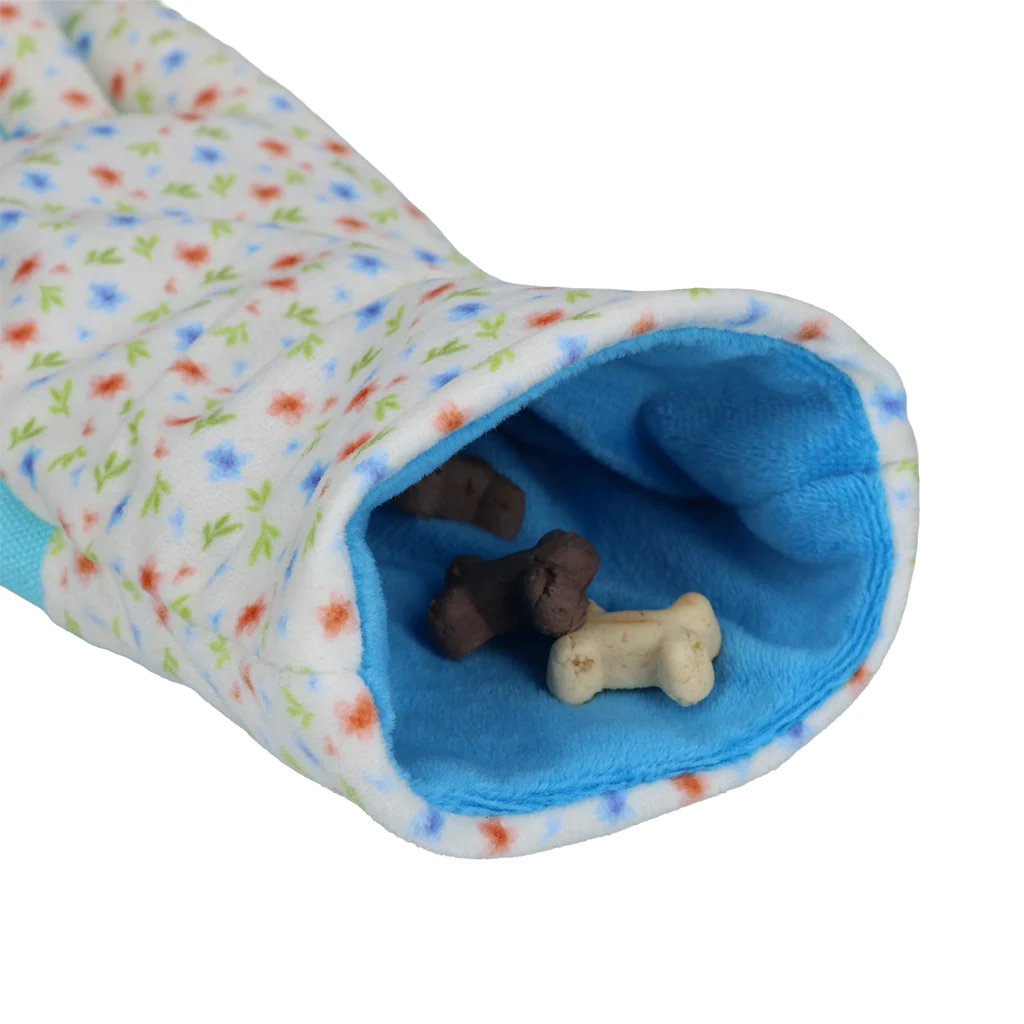 Čichací hračka se šustivým materiálem a prostorem na pamlsky – Garden Paws Garden Glove Sky Flowers - Obrázek 2
