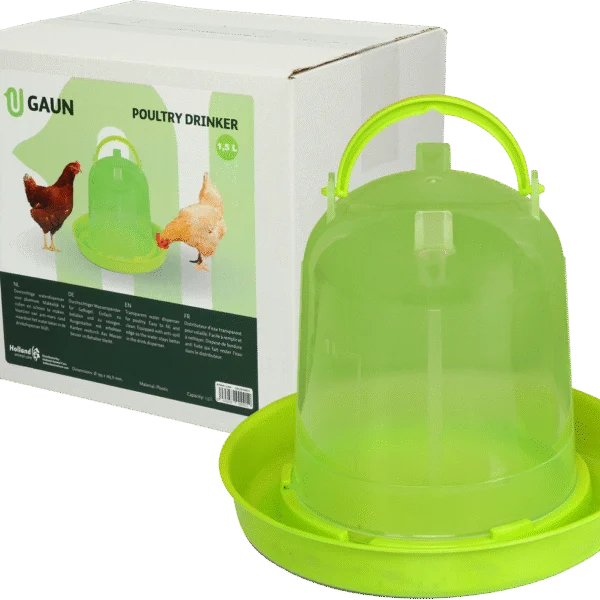 Napájecí věž pro slepice z průhledného plastu, limetkově zelená, 1,5 l – Gaun