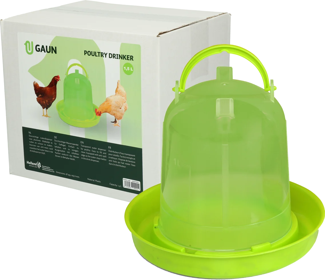 Napájecí věž pro slepice z průhledného plastu, limetkově zelená, 1,5 l – Gaun - Obrázek 1