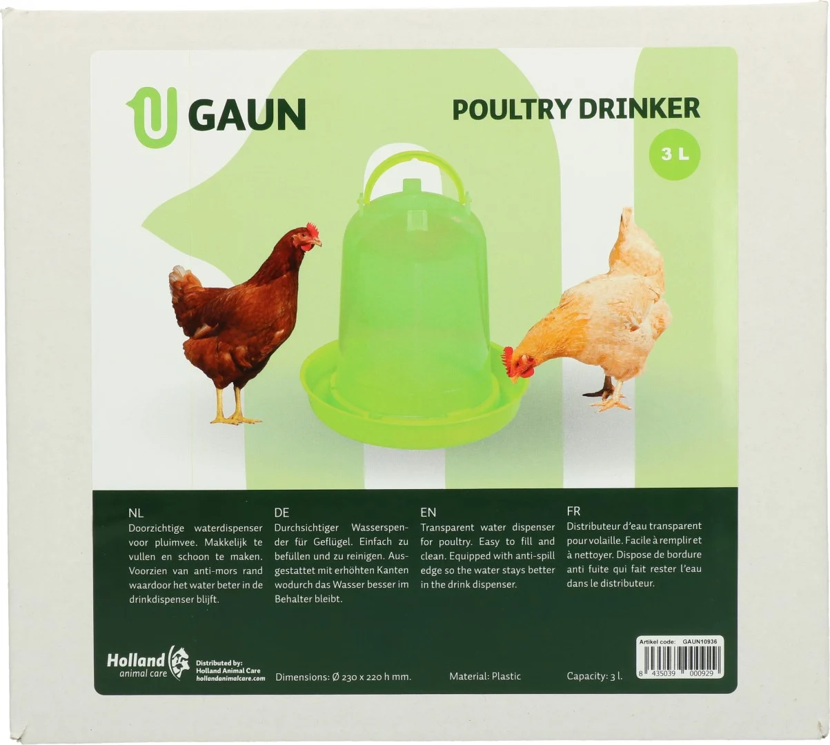 Napájecí věž pro slepice z průhledného plastu, limetkově zelená, 3 l – Gaun - Obrázek 4