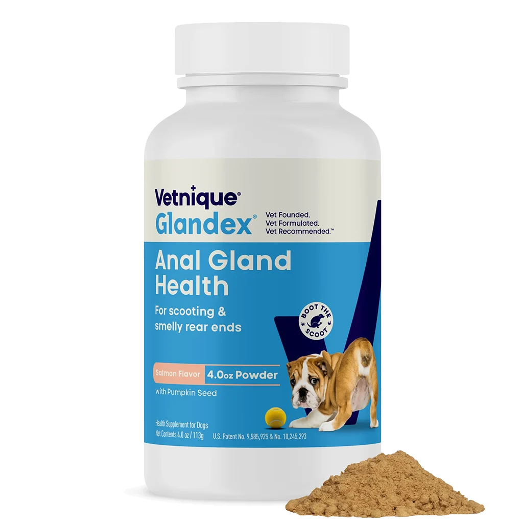GLAN44975.png Prášek na anální žlázky pro psy a kočky, s lososovou příchutí, 113 g – Glandex Powder - Obrázek 1