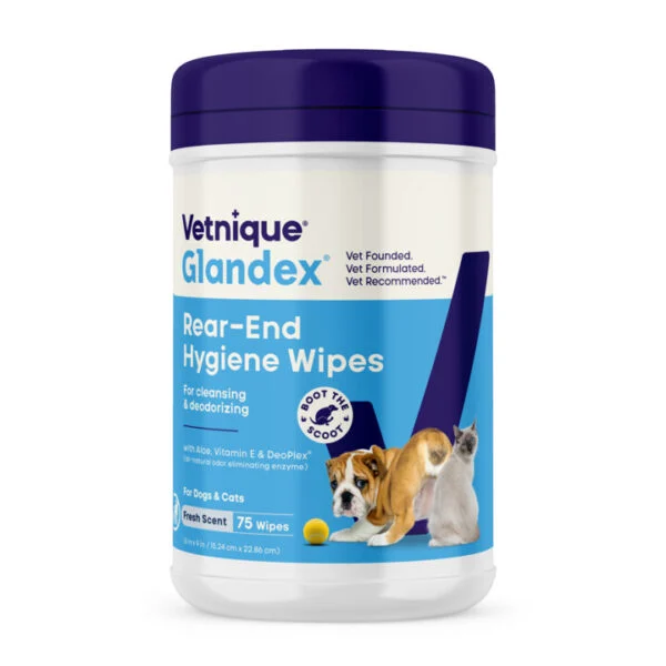 Čisticí ubrousky na okolí řitního otvoru psů a koček, 75 kusů – Glandex Wipes