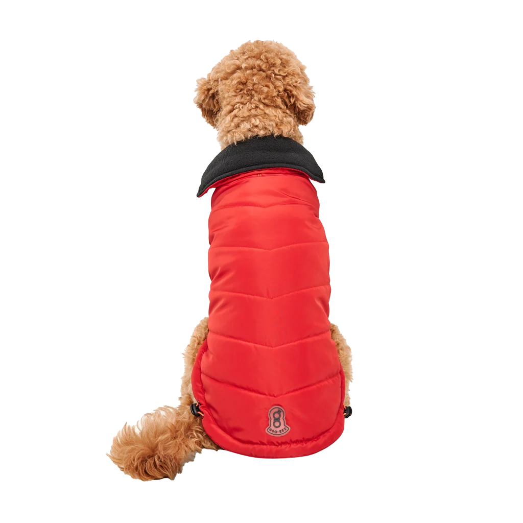 Bunda pro psy s plyšovou podšívkou a vodoodpudivým svrchním materiálem, velikost XXS, červená a černá – Goo-eez Mock Neck Signature Wrap Jacket - Obrázek 2