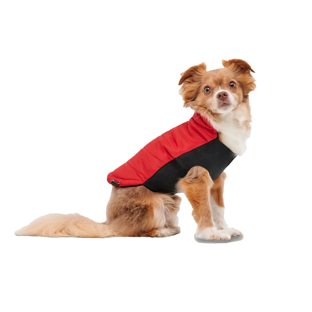Bunda pro psy s plyšovou podšívkou a vodoodpudivým svrchním materiálem, velikost XXS, červená a černá – Goo-eez Mock Neck Signature Wrap Jacket - Obrázek 3