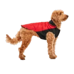 Bunda pro psa s plyšovou podšívkou, vodoodpudivá, S, délka zad 40 cm, červená a černá – Goo-eez Mock Neck Signature Wrap Jacket