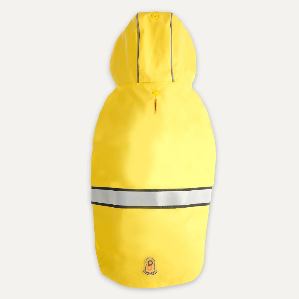 Pláštěnka pro psa s kapucí a reflexním lemem, velikost L, žlutá a šedá – Goo-eez Reflective Hooded Raincoat - Obrázek 3