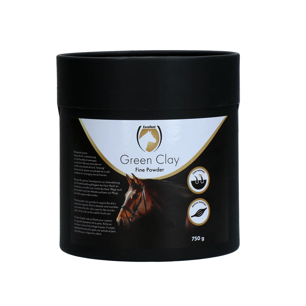GROE00983.png Zelený jílový prášek na kůži, 750 g – Excellent Horse Green Clay Fine Powder - Obrázek 1