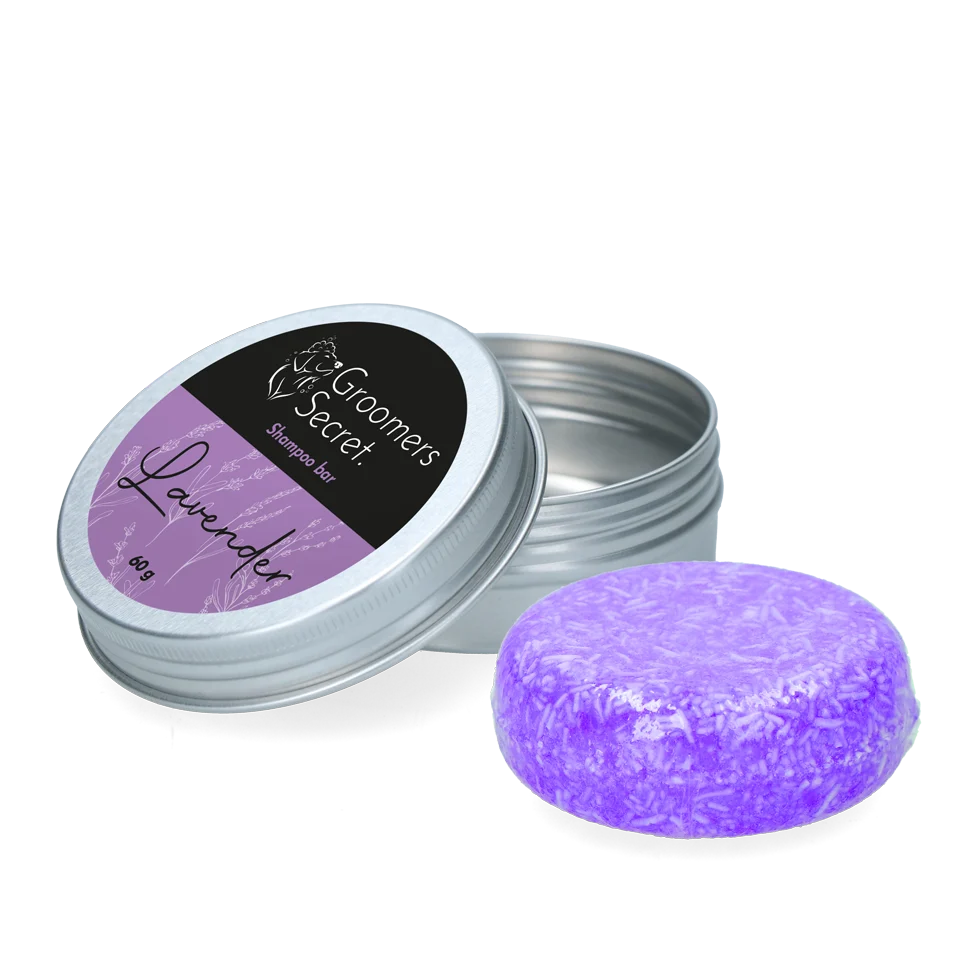 Šamponová tyčinka s kondicionérem a vůní levandule, 60 g – Groomers Secret Shampoo Bar Lavendel - Obrázek 1