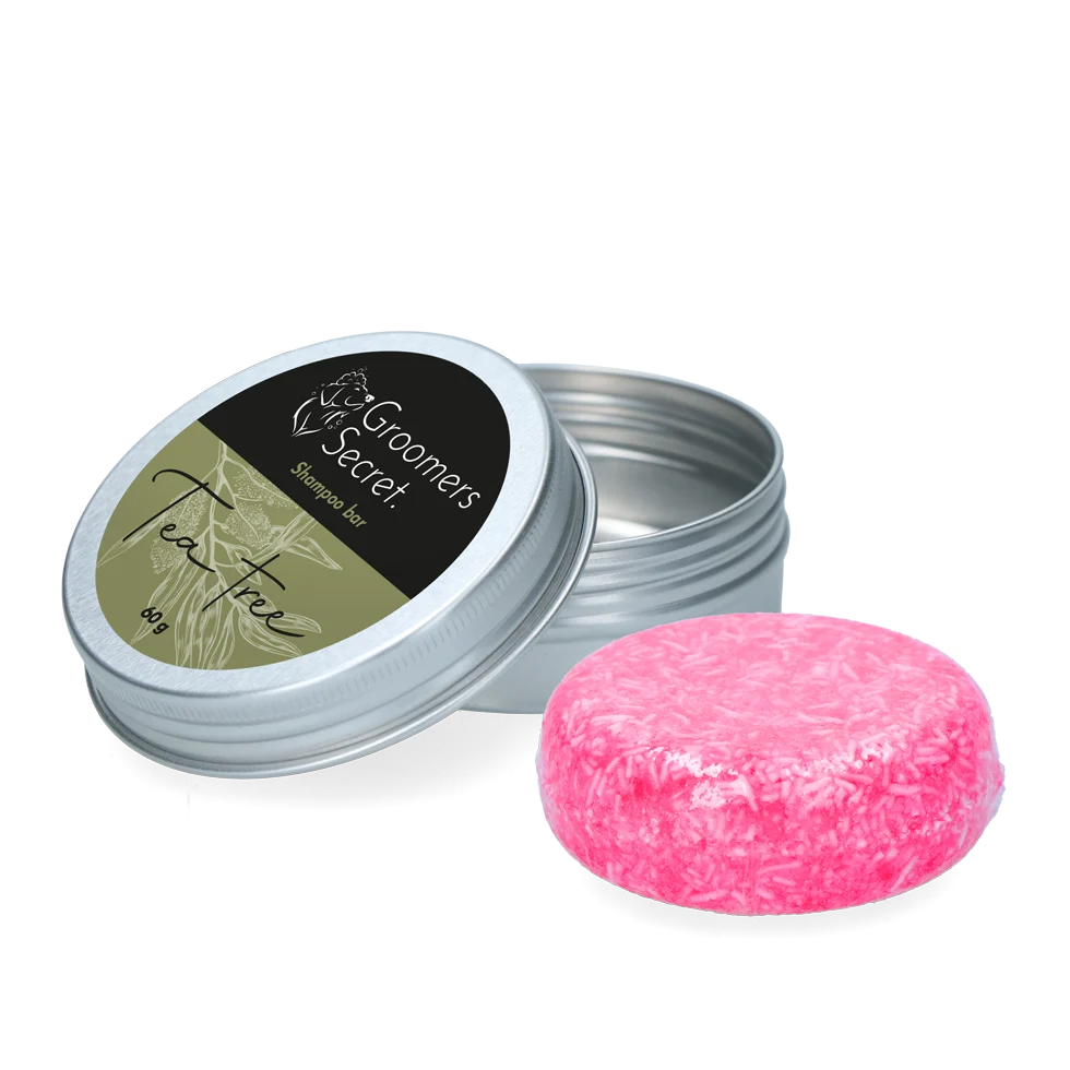Tuhý šampon s kondicionérem a vůní Tea Tree, 60 g – Groomers Secret Shampoo Bar Tea Tree - Obrázek 1