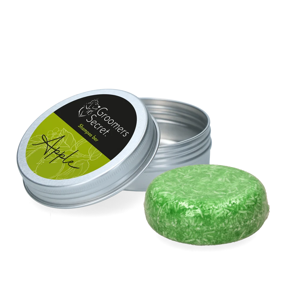 Tuhý šampon s kondicionérem a vůní jablka, 60 g – Groomers Secret Shampoo Bar Appel - Obrázek 1