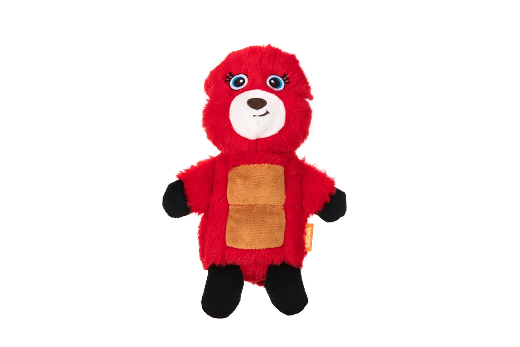 Plyšová hračka pro psy červená panda s pískací podložkou a pískátkem – Growl Belly Boomerz Riley červená panda - Obrázek 2