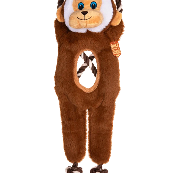 Přetahovací hračka pro psy s lanem a dvěma pískátky – Growl Jungle Tugz Max the Monkey