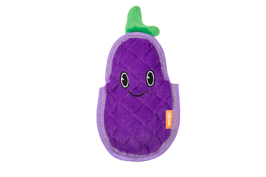 Pískací hračka pro psy se třemi pískátky – Growl Flip Floppz Eddie the Eggplant - Obrázek 2