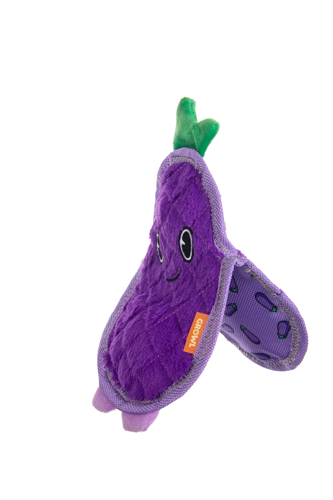 Pískací hračka pro psy se třemi pískátky – Growl Flip Floppz Eddie the Eggplant - Obrázek 3