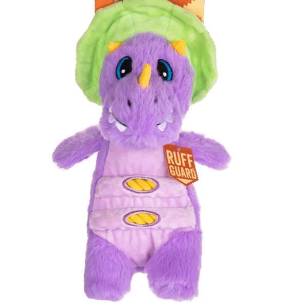 Plyšová hračka pro psy s lanem a velkým pískátkem – Growl Stomperz fialový brachiosaurus Benny