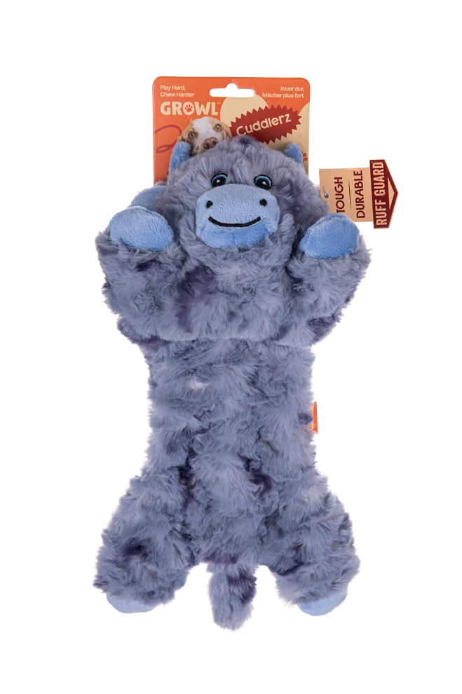 Plyšová hračka pro psy s 5 pískátky a šustivým papírem – Growl Cuddlerz Chewy kráva - Obrázek 1