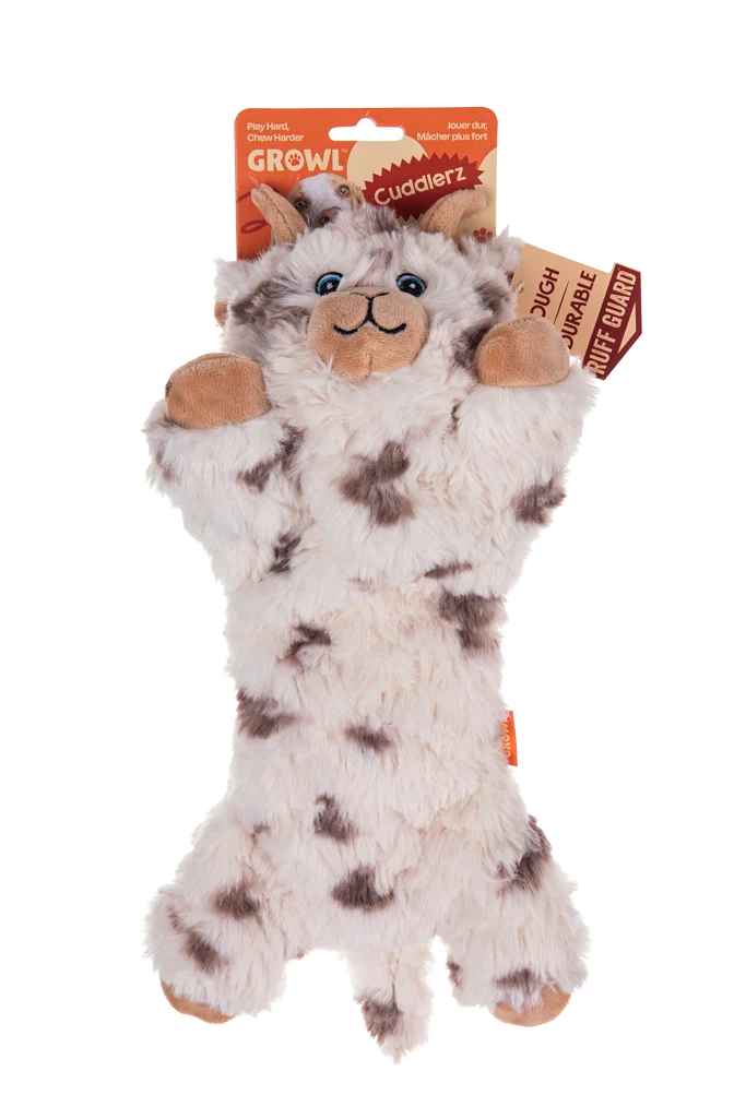Plyšová hračka pro psy s 5 pískátky a šustivým papírem – Growl Cuddlerz Nibblers koza - Obrázek 1