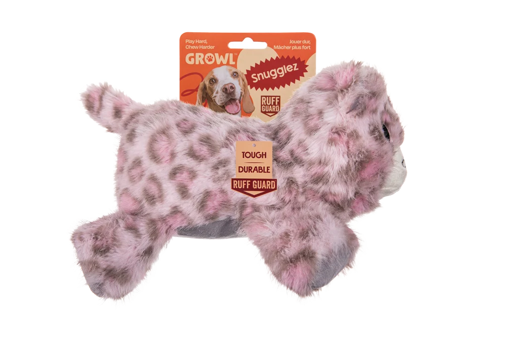 Plyšová hračka pro psy s pevnými švy – Growl Snugglez Sierra, sněžný leopard - Obrázek 1