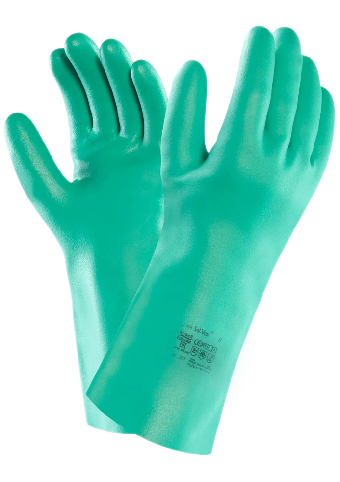 Chemicky odolné nitrilové pracovní rukavice, velikost 11 XXL, 33 cm – Sol-Vex - Obrázek 1