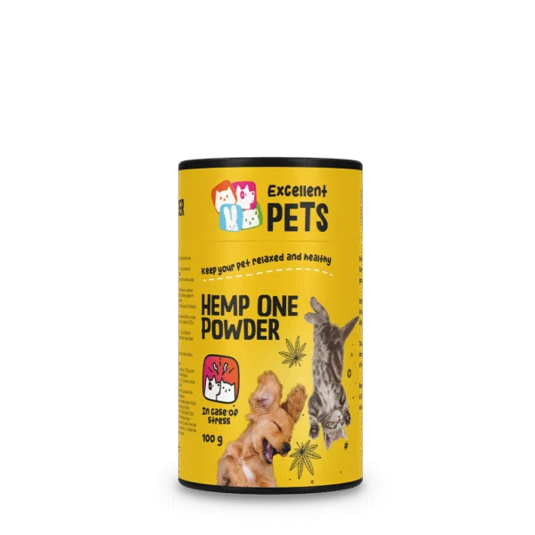 Prášek z konopného květu pro psy a kočky s karobem, 100 g – Excellent Pets Hemp One Powder