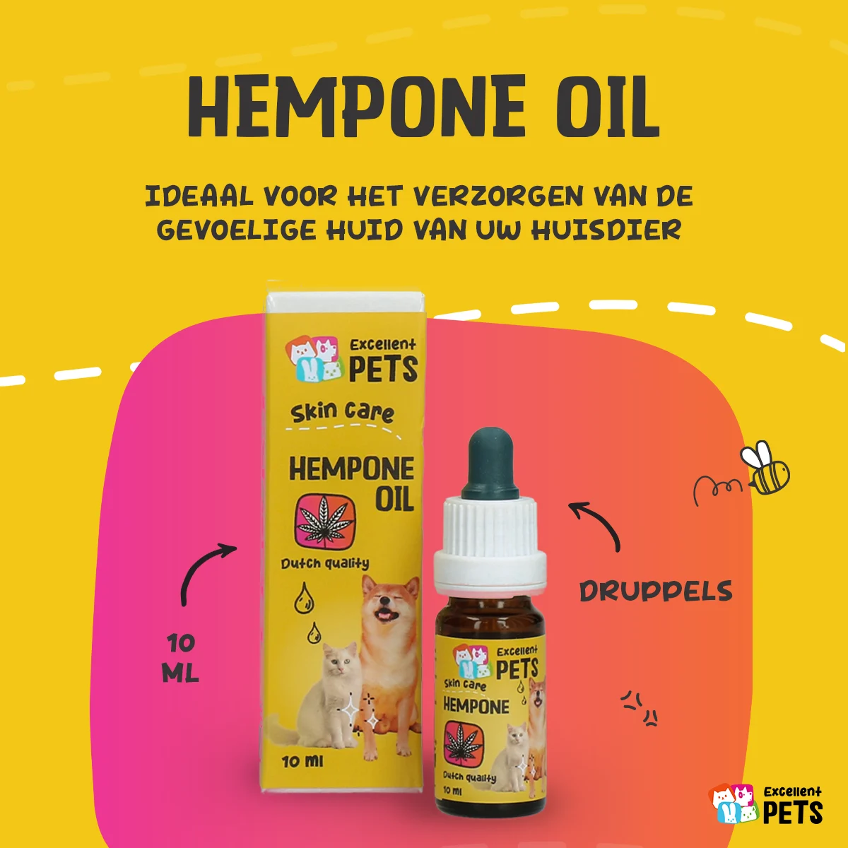 Olej k péči o pokožku psů s konopným olejem, 10 ml – Excellent Pets HempOne Oil - Obrázek 2