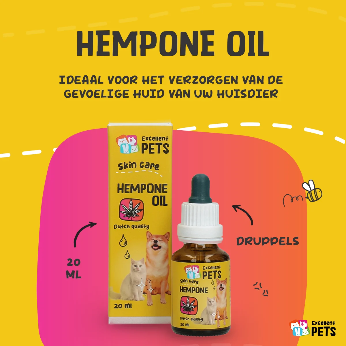 Olej na péči o kůži psů s konopným olejem, 20 ml – Excellent Pets HempOne Oil - Obrázek 2
