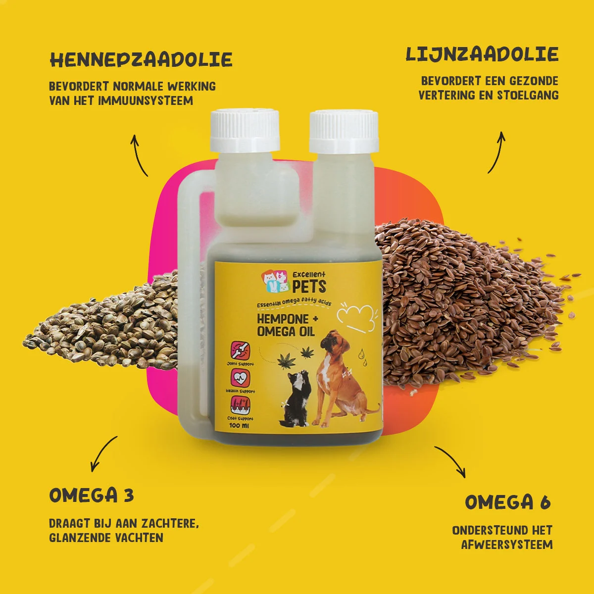 Olejová směs pro psy a kočky s konopným olejem, 100 ml – Excellent Pets HempOne + Omega Oil - Obrázek 5