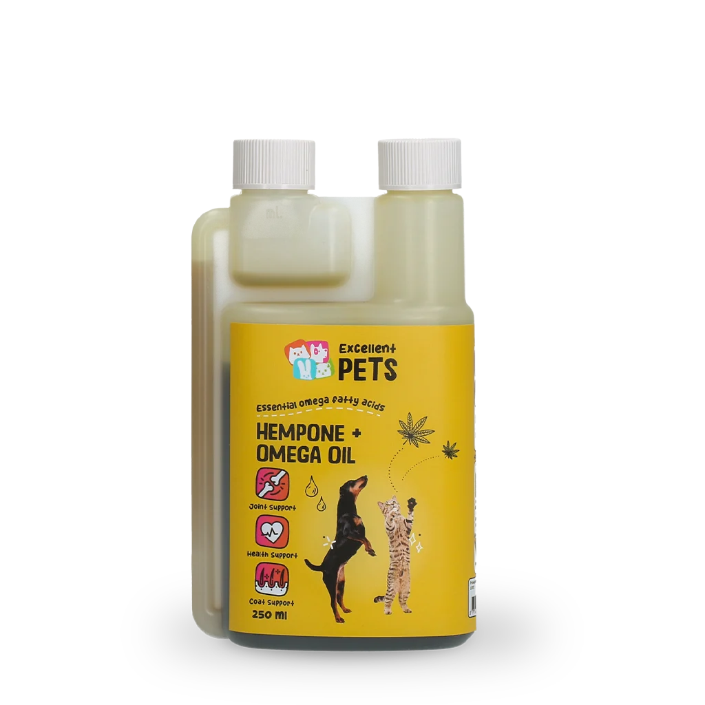 Olejová směs pro psy a kočky s konopným olejem, 250 ml – Excellent Pets HempOne + Omega Oil - Obrázek 1