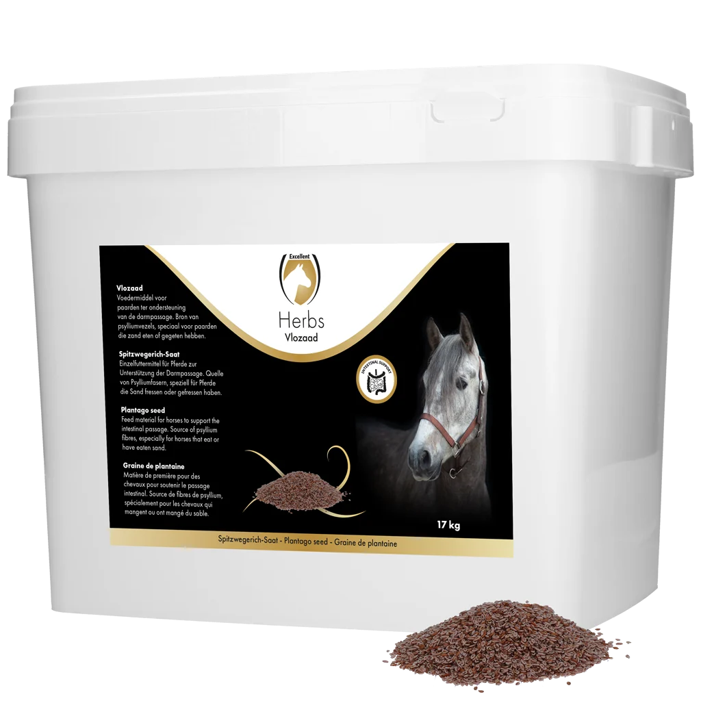 HERB026A6.png Jitrocel blešníkový pro koně s psylliovými vlákninami, 17 kg – Excellent Horse Herbs Jitrocel blešníkový - Obrázek 1