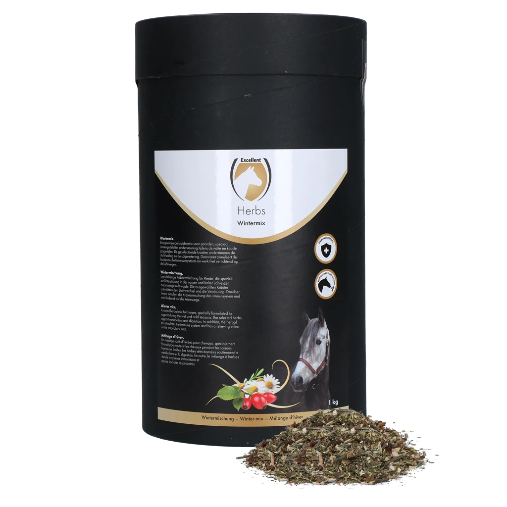HERB065.png Zimní bylinná směs pro koně, 1 kg – Excellent Horse Herbs Wintermix - Obrázek 1