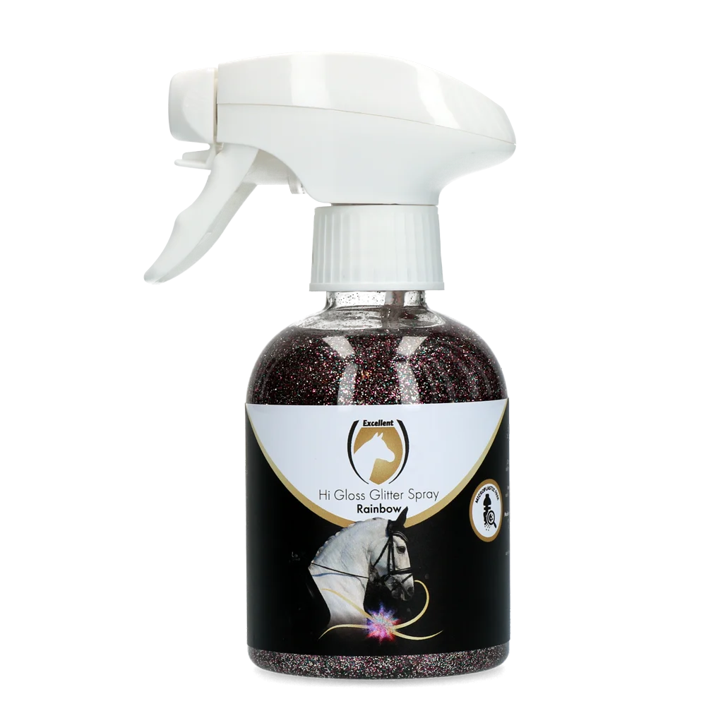 Třpytivý sprej na srst, hřívu a ocas, 250 ml – Excellent Horse Hi Gloss Glitter Spray Rainbow - Obrázek 1