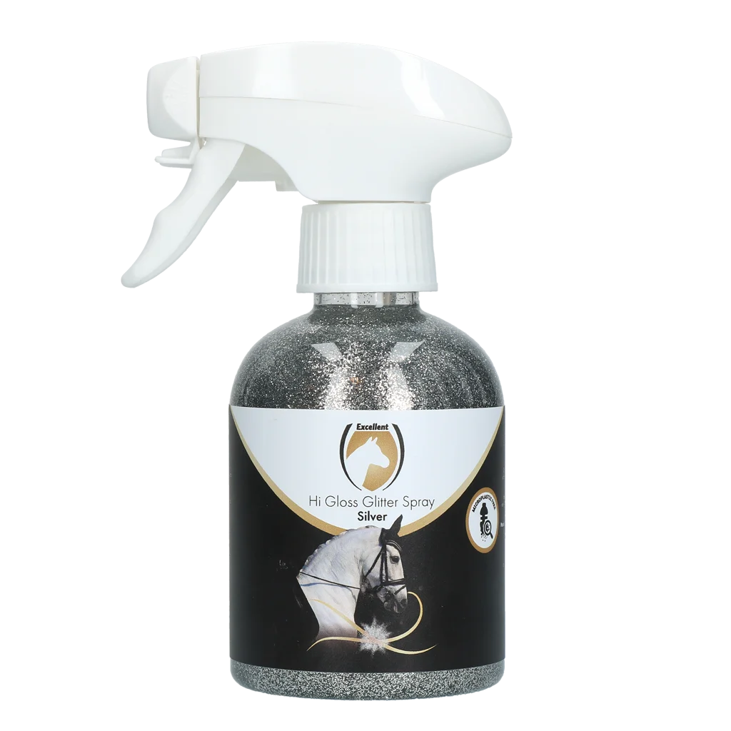 Třpytivý sprej na srst, hřívu a ocas, 250 ml – Excellent Horse Hi Gloss Glitter Spray Silver - Obrázek 1