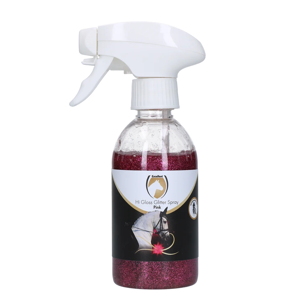 Třpytivý sprej na srst, hřívu a ocas, 250 ml – Excellent Horse Hi Gloss Glitter Spray Pink - Obrázek 1