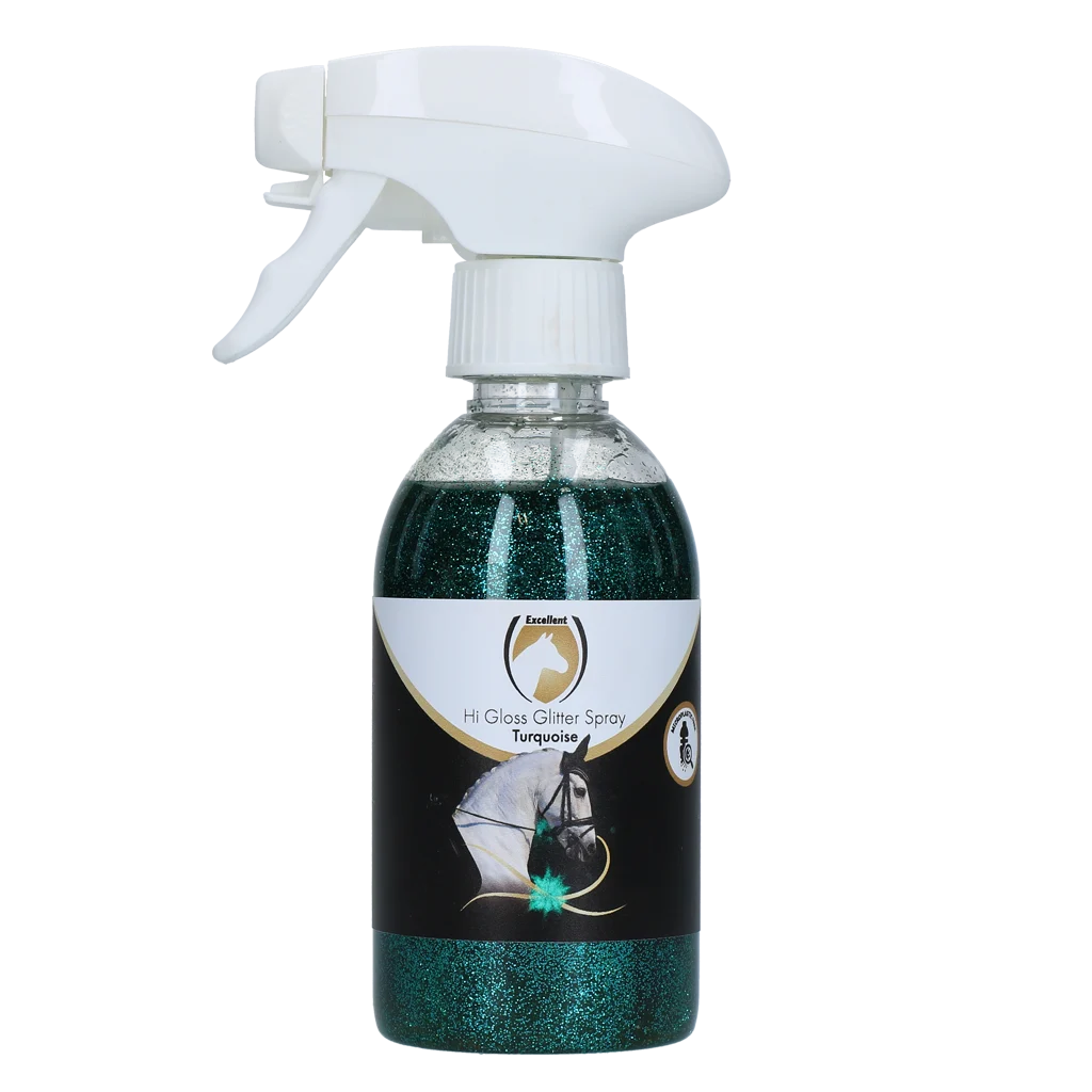 Třpytivý sprej na srst, hřívu a ocas, 250 ml – Excellent Horse Hi Gloss Glitter Spray Turquoise - Obrázek 1