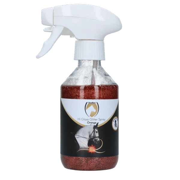 Třpytivý sprej na srst, hřívu a ocas, 250 ml – Excellent Horse Hi Gloss Glitter Spray Orange