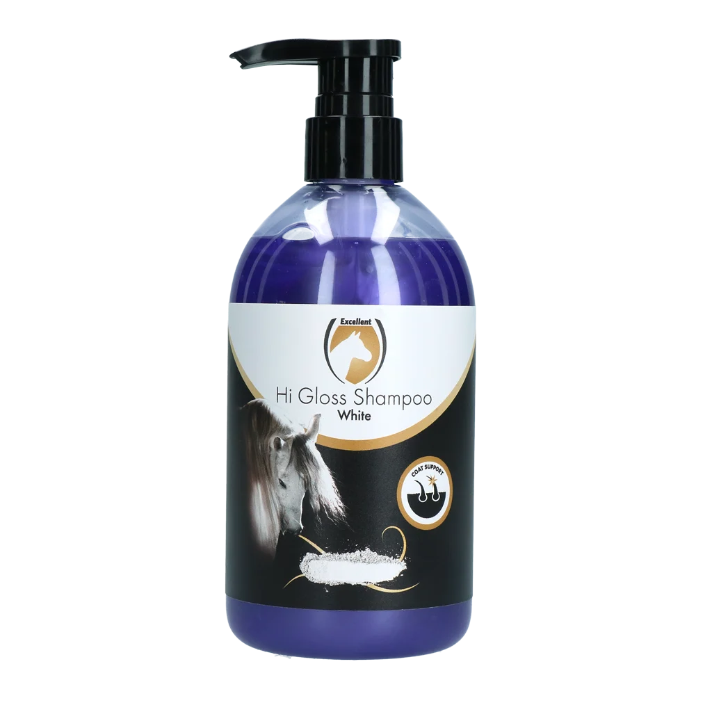 Šampon pro zvýraznění barvy a lesk srsti koní, 500 ml – Excellent Horse Hi Gloss Shampoo White - Obrázek 1