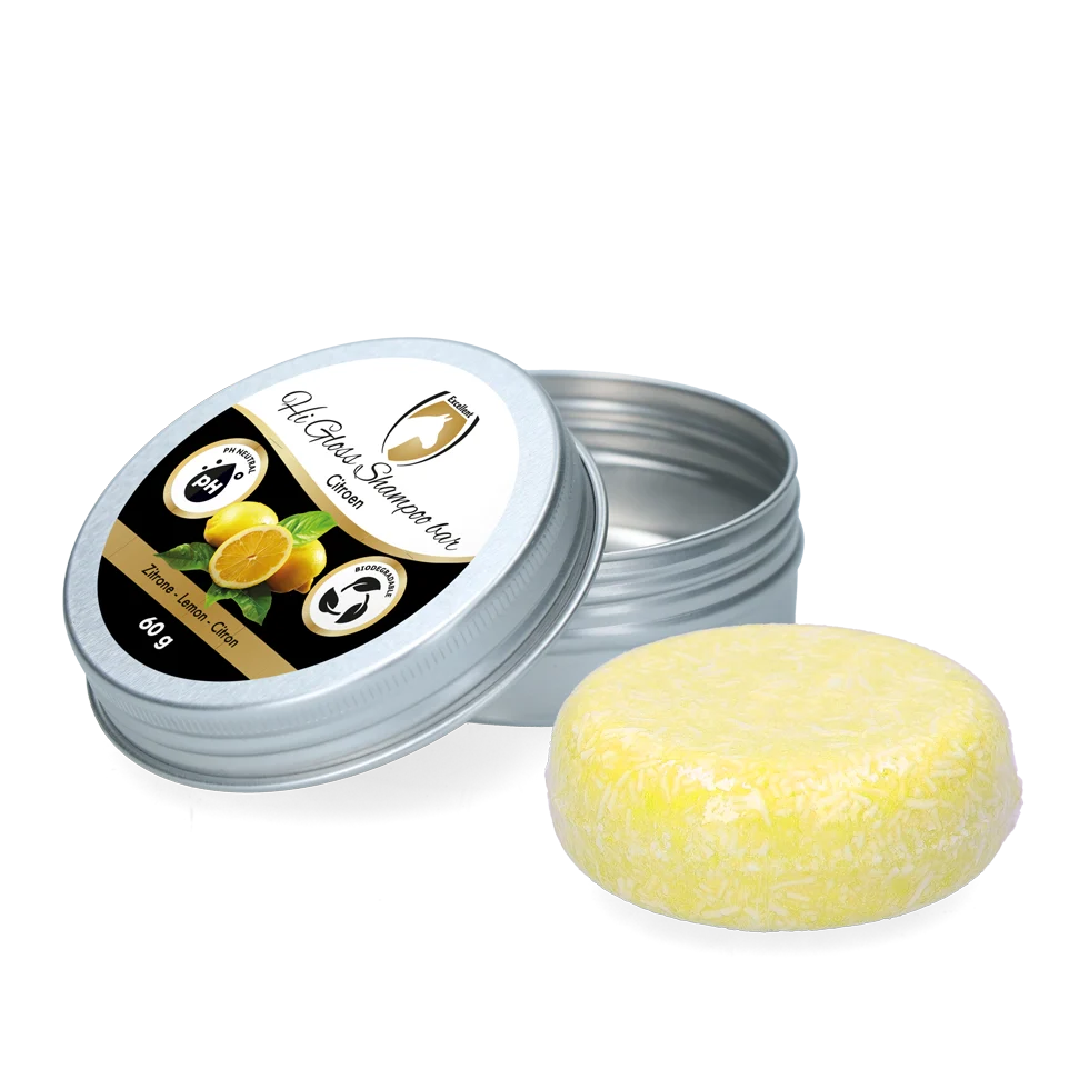 Tuhý šampon pro koně s kondicionérem, citron, 60 g – Excellent Horse Hi Gloss Shampoo Bar - Obrázek 1