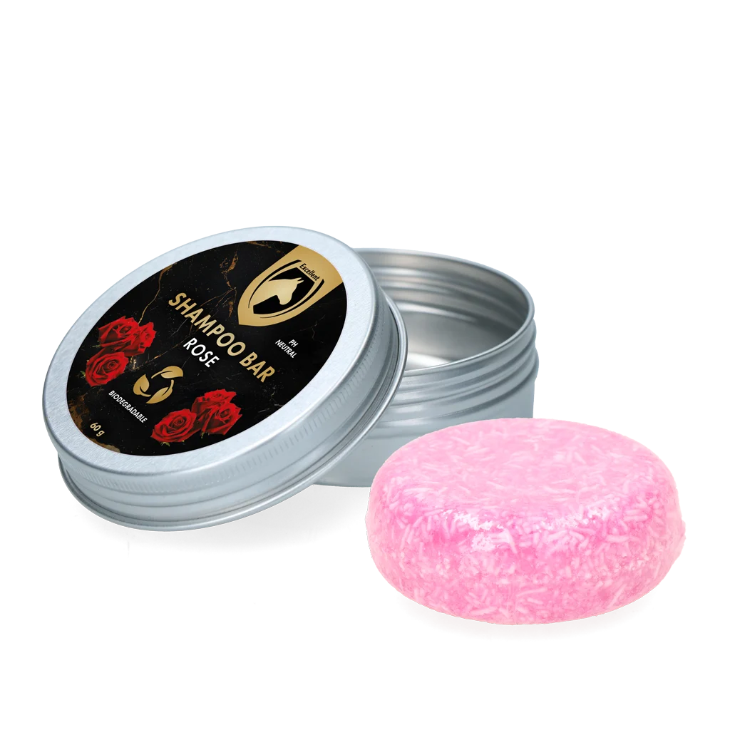 Tuhý šampon pro koně s kondicionérem, růže, 60 g – Excellent Horse Hi Gloss Shampoo Bar - Obrázek 1