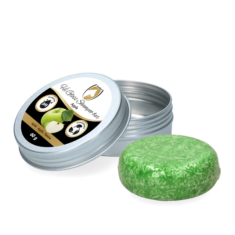 Tuhý šampon s kondicionérem pro koně, Apple, 60 g – Excellent Horse Hi Gloss Shampoo Bar - Obrázek 1