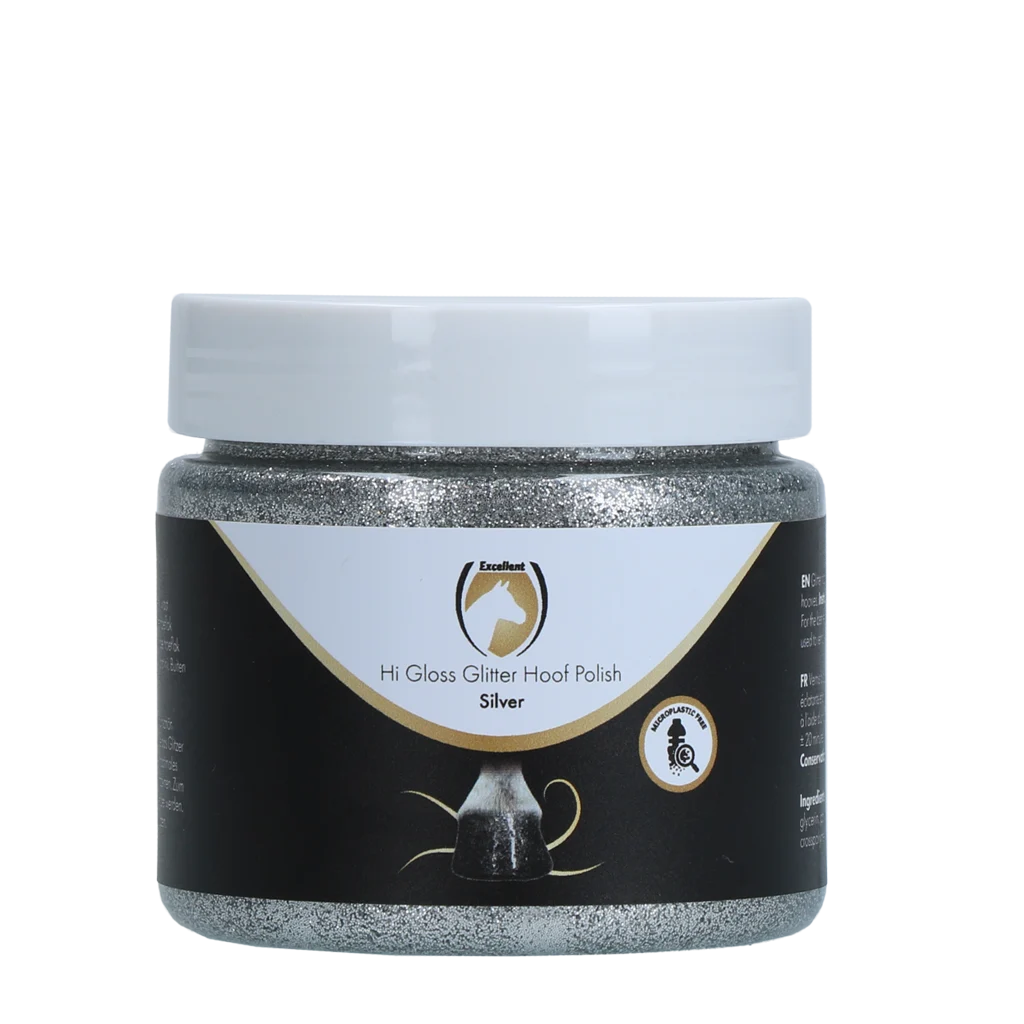 HIGL7051.png Stříbrný třpytivý lak na kopyta, 150 ml – Excellent Horse Hi Gloss Glitter Hoof Polish - Obrázek 1