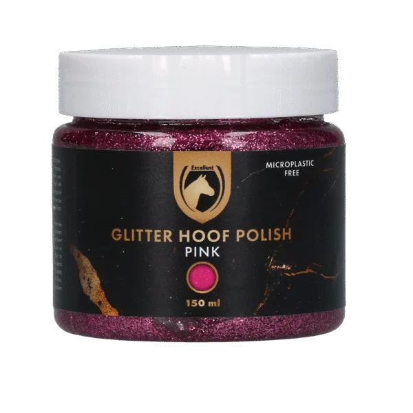 Růžový třpytivý lak na kopyta, 150 ml – Excellent Horse Hi Gloss Glitter Hoof Polish